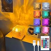 Ocean Wave Ceiling Projector,16 Colors Ocean Wave Light Projector, Water Ripple Ambient Night Light with Remote, Touch Control Aurora Projector Non-Wood for Bedroom,Room Decor,Kids Room (Cubic)