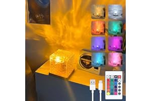 VCWTTY Ocean Wave Ceiling Projector,16 Colors Ocean Wave Light Projector, Water Ripple Ambient Night Light with Remote, Touch Control Aurora Projector Non-Wood for Bedroom,Room Decor,Kids Room (Cubic)