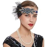 Roaring 20s Great Gatsby Headpiece for Women Art Deco 1920s Flapper Headband Feather
