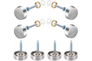 APUXON 8pcs Mirror Screws Decorative Cap Silver Color Cover 5/8"(16mm) Stainless Steel Advertising Hardware Screw Cap Cover Nails Decorative Mirror Screw Fasteners