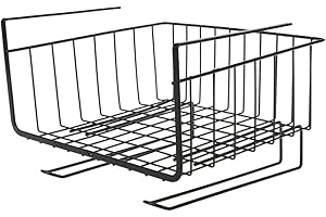 WBTY Iron Art Partition Rack, Under Cabinet Hanging Basket,Under Cabinet Shelf Basket Organizer (Black)