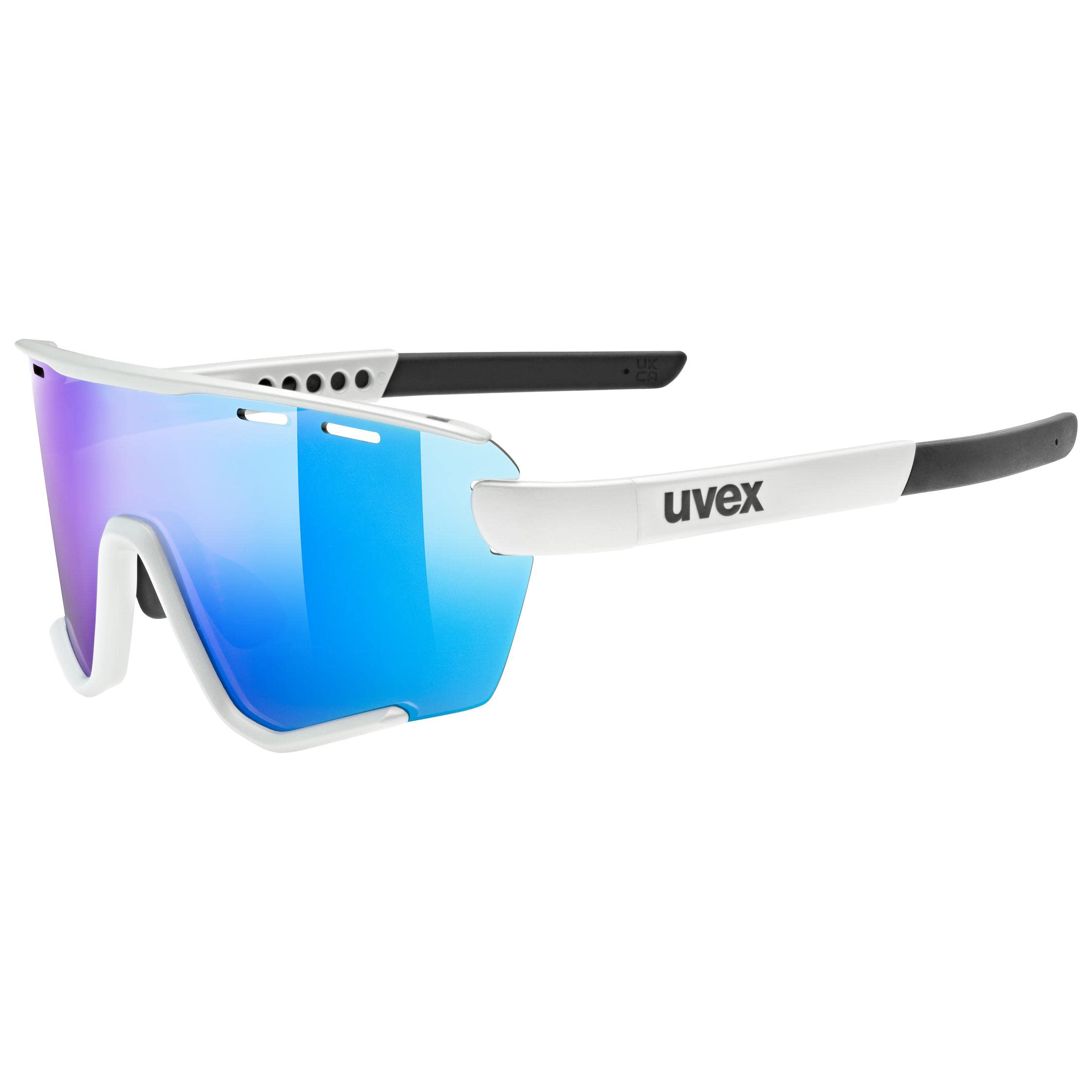 uvex Sportstyle 236 S Set - Sports Sunglasses for Men and Women - Anti-Fog Technology - incl. Interchangeable Lenses - Cloud Matt/Blue - One Size