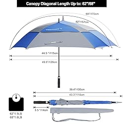 G4Free Extra Large Golf Umbrella 62/68 inch Vented