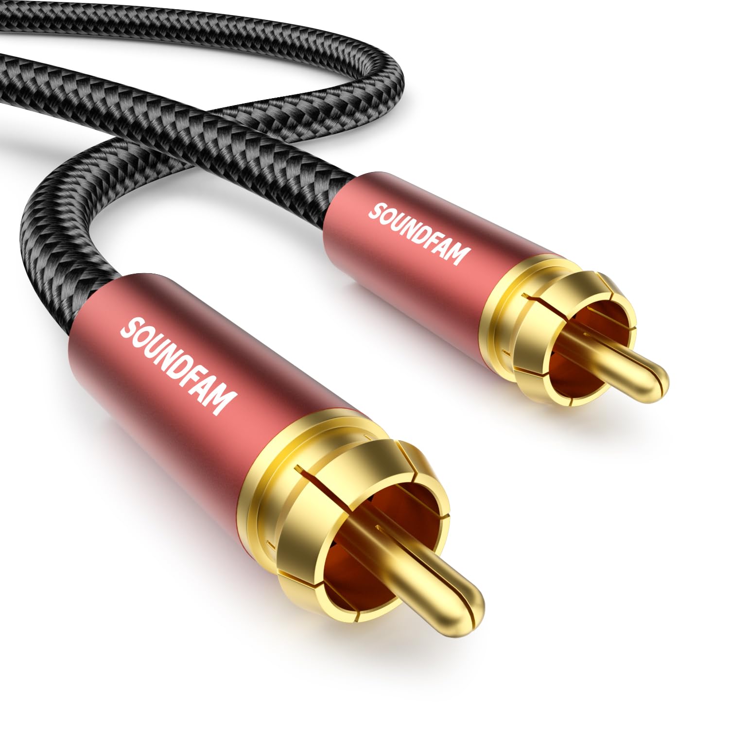 SOUNDFAM Premium Subwoofer Cable 3M, RCA Digital Coaxial Audio Cable [24K Gold Plated | Dual Shieldeded] for Soundbar, TV