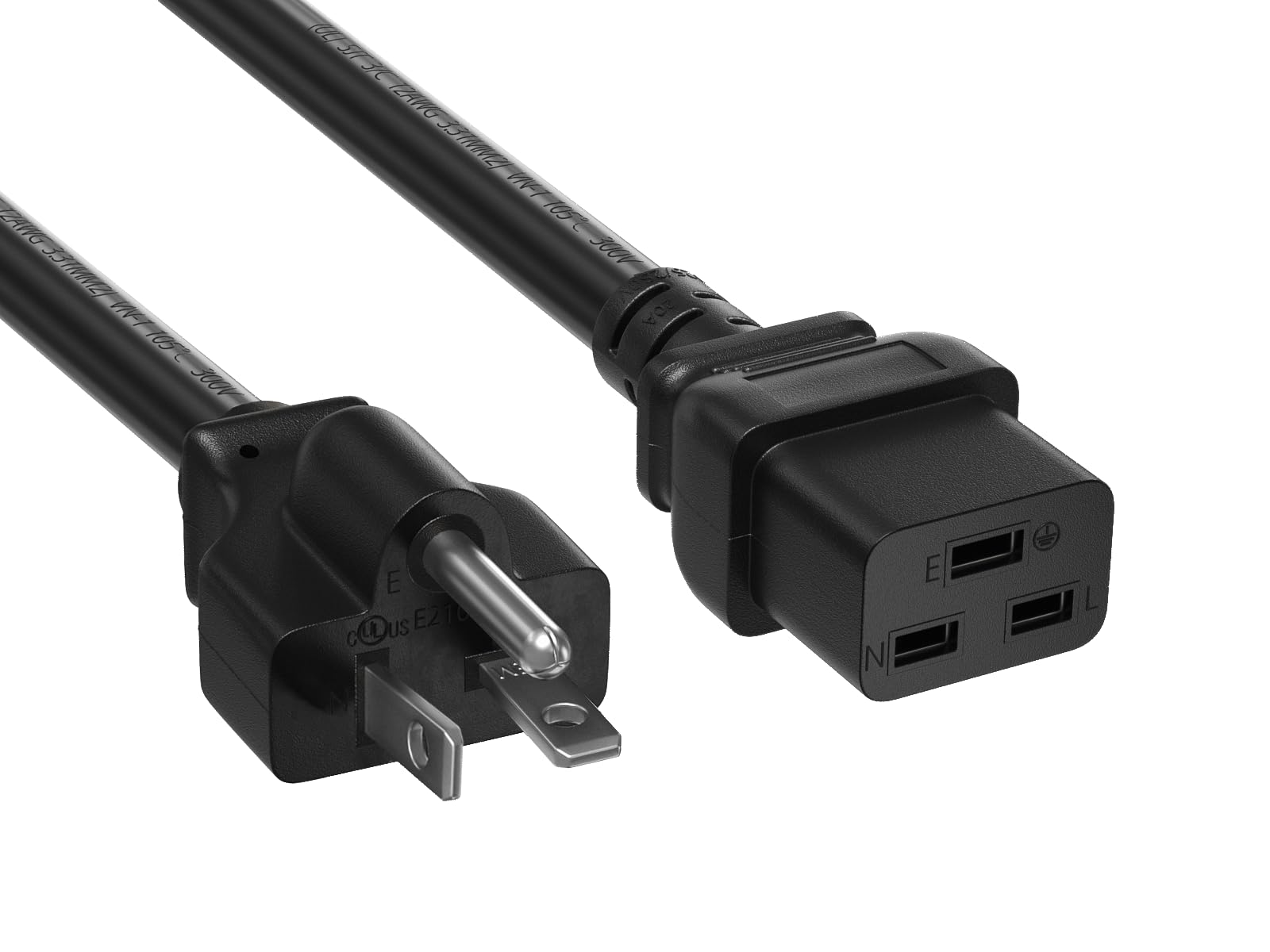 Cable Leader 15ft 12 AWG NEMA 6-20P to C19 Heavy Duty Power Cord, 20A/250V, Power Cord for PDU & UPS, Black