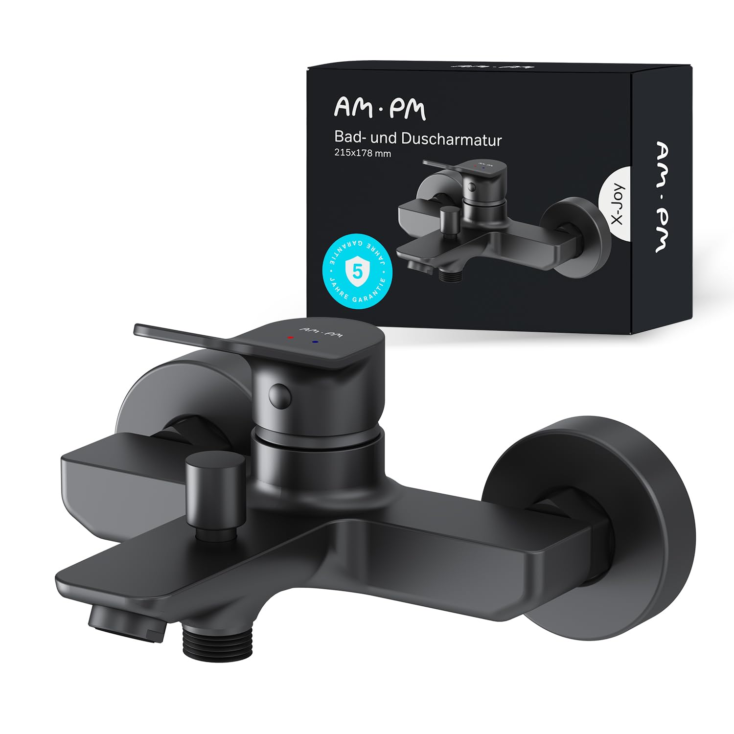 AM.PM X-Joy FXA10022 Water-Saving Bath and Shower Mixer Tap Scratch Resistant Easy to Clean Easy to Install Bath Tap with Spout Matte Black
