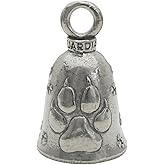 Guardian Bell "Dog Paw Good Luck Bells w/Keyring & Black Velvet Gift Bag | Motorcycle Bell | Hiking Bear Warning | Lead-Free Pewter | Made in USA