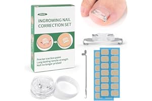 Ingrown Toenail Correction Tool Set, 2 Stainless Steel Insert Clips Ingrown Toenail Treatment Elastic Silicone Strips Ingrown