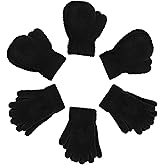 SATINIOR 6 Pairs Kids Toddler Knitted Gloves Winter Warm Stretchy Mittens Soft Lightweight Mittens for Boys and Girls