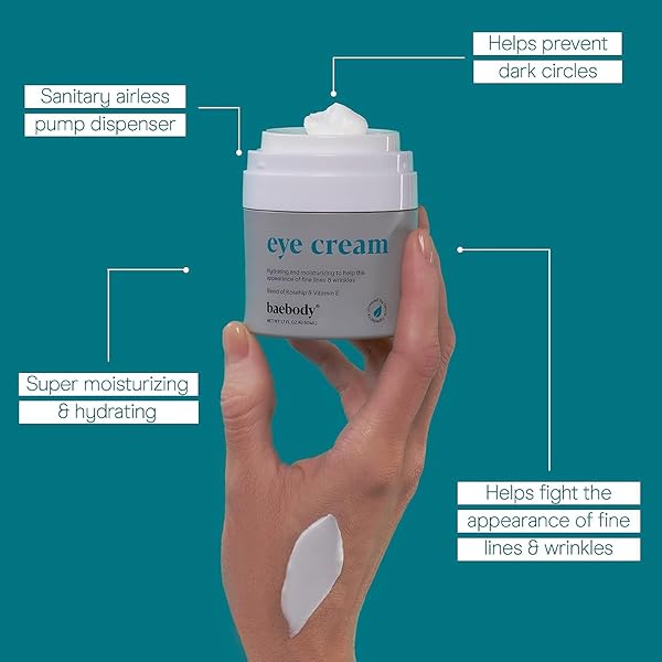 BAEBODY MADE IN USA EYE CREAM – ANTI AGING AND MOISTURIZING EYE CREAM FOR DARK CIRCLES AND WRINKLES – WITH ROSEHIP AND VITAMIN E (1.7 FL OZ/50 ML)