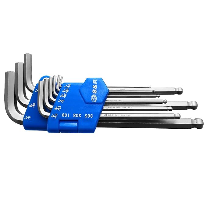 S&R Allen Keys, Hex Keys Ball End, Set HX. 9Pieces. 1/163/8 inch