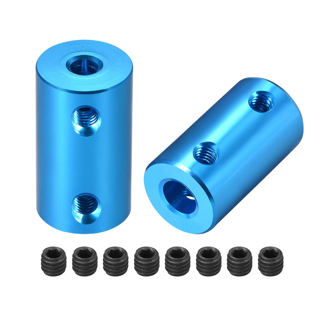 sourcing map 4mm to 6mm Bore Rigid Coupling Set Screw L25XD14 Aluminum Alloy,Shaft Coupler Connector for 3D Printers, Motor Accessories,Blue,2pcs