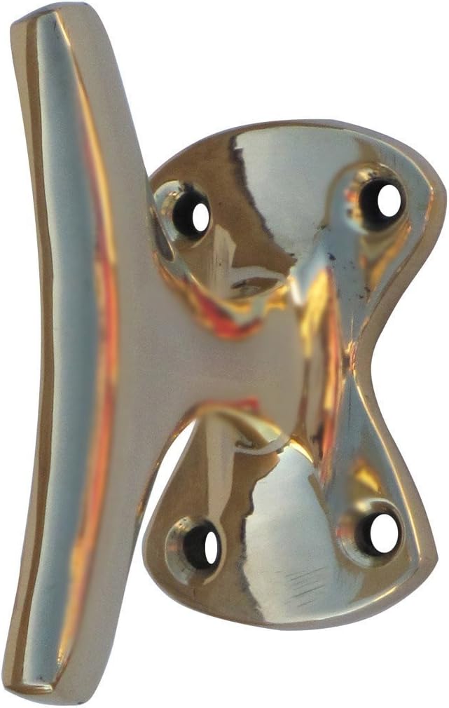 TreasureGurus Sailboat Cleat Brass Hat Key or Towel Hook