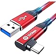 USB C Cable 1.5FT, 10Gbps Android Auto USB C 3.1 Gen 2 to USB Cable Data Transfer, Right Angle USB to USB C 3A Fast Charging 
