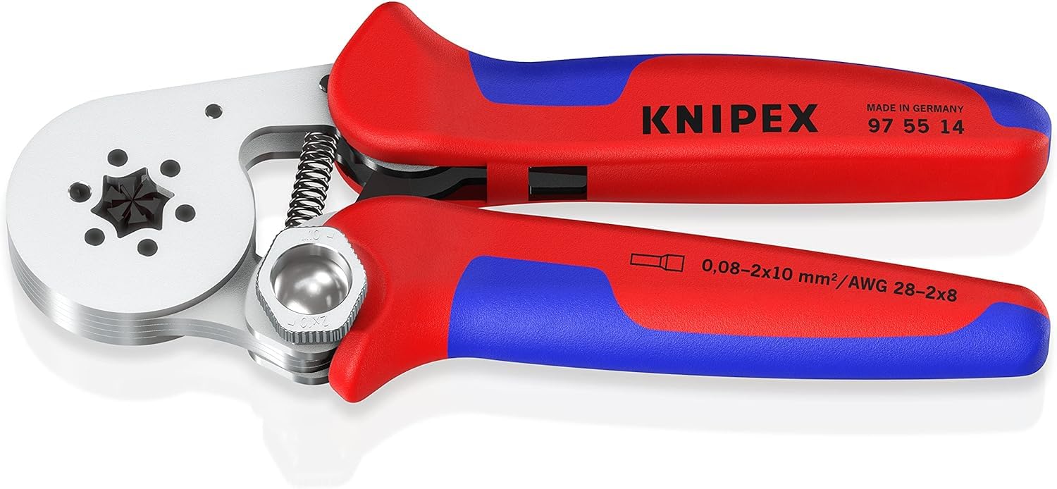 KNIPEX Self-Adjusting Crimping Pliers for Wire Ferrules, 0.08-16 mm²/2x10mm², Hexagonal Compression, Crimping Tool, Wire Crimper, 97 55 14