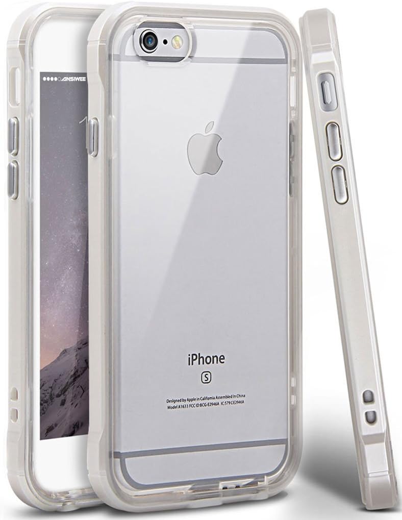 iPhone 6 Case, iPhone 6s Case, Ansiwee Reinforced PC Frame Crystal Durable Shock-Absorption Flexible Soft Rubber TPU Bumper Hybrid Protective Case for Apple iPhone 6/6s 4.7inch (Pearl White)