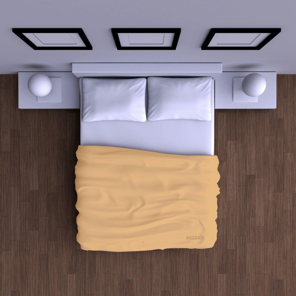 Mezzati Luxury Flat Top Sheet – Soft and Comfortable 1800 Prestige Collection – Brushed Microfiber Bedding (Gold, Queen Size): Home & Kitchen