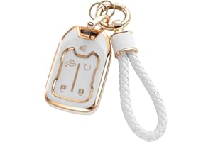 RUABIBAN for GMC Key Fob Cover with Keychain, TPU Key Case Fit for 2019 2020 2021 2022 Chevy Silverado GMC Sierra 1500 2500HD 3500HD Terrain Acadia Smart Key Protector Shell 5 Buttons