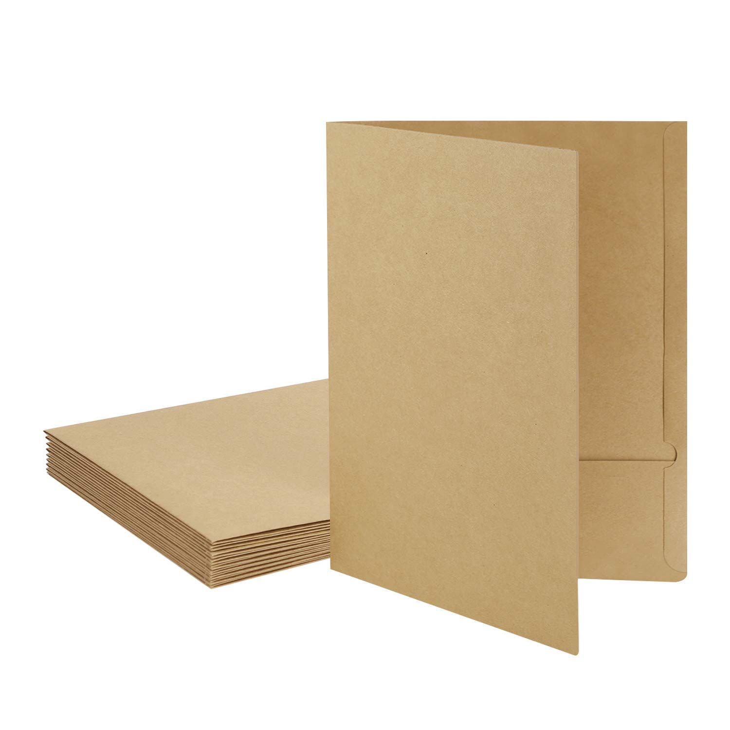 10 Pcs Double Pocket A4 Kraft Paper File Folder Document Folder Presentation Report Cardboard Folder Project Folder Paper Organiser for File Document Meeting Report Office Stationery Supplies