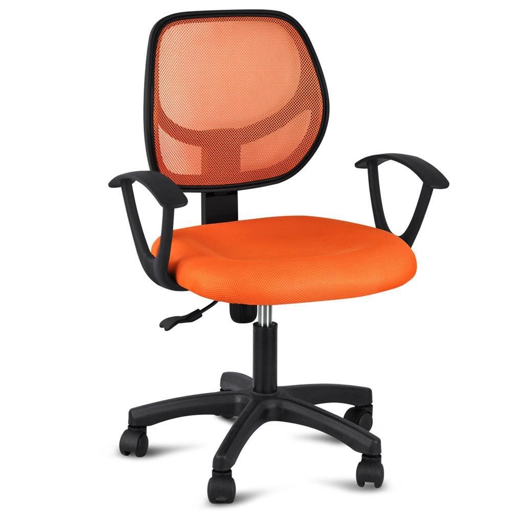 Topeakmart Adjustable Swivel Computer Desk Chair with Arms Seating Back Rest Fabric Mesh (Orange)