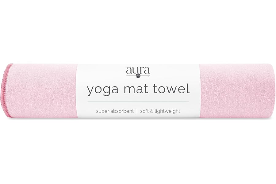 S&T INC. Aura Microfiber Yoga Mat Towel, 26.5" x 72", Pink | Soft and Absorbent, Quick-Dry for Gym, Pilates, and Hot Yoga, Compact for Gym Bag, Machine Washable
