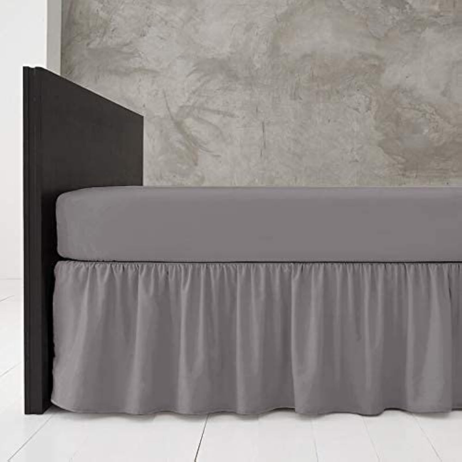 Comfy Nights Plain Dyed Polycotton Easy Care Frilled Base Valance In 19 Colors (Super King, Charcoal)
