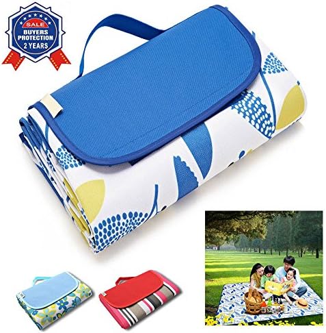 Outdoors Beach Blanket Mat Waterproof and Sandproof Camping Environmentally friendly and easy to clean (Blue leaves) (78.7x57inches)