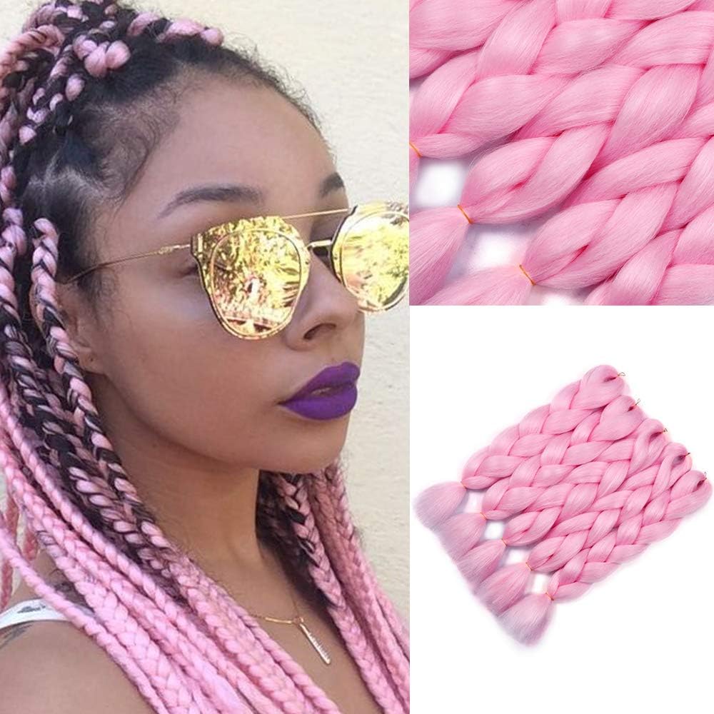Pink Jumbo Braiding Hair Extensions Fashion Kanekalon Synthetic