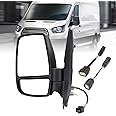 MOFOAP Driver Side Mirror,Mirror Assembly Compatible With 2015-2025 Ford Transit 150 250 350 350 HD,Transit Tow Power Glass,Towing Without Signal Light Non Heated,Black(Short Arm)