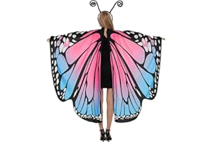 OUN NANA Halloween Butterfly Wings Cape for Women Butterfly Halloween Costume with Antenna Headband, Butterfly Wings Costumes Shawl