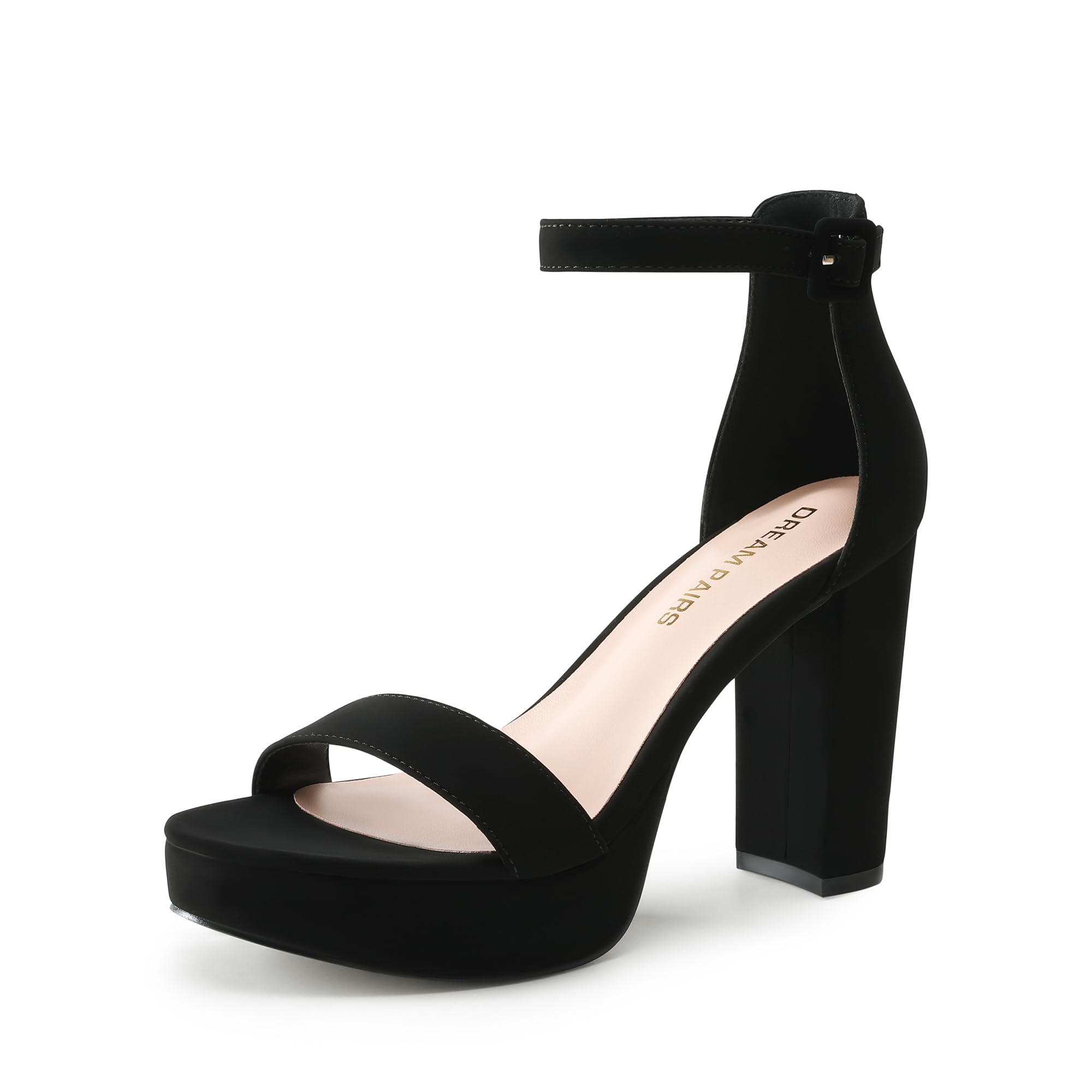 Photo 1 of DREAM PAIRS Women's Platform Chunky High Heeled Sandals Open Toe Block Heels Ankle Strap Dress Shoes for Wedding Party Evening,Size 6,Black-Suede,DWUMHS2508