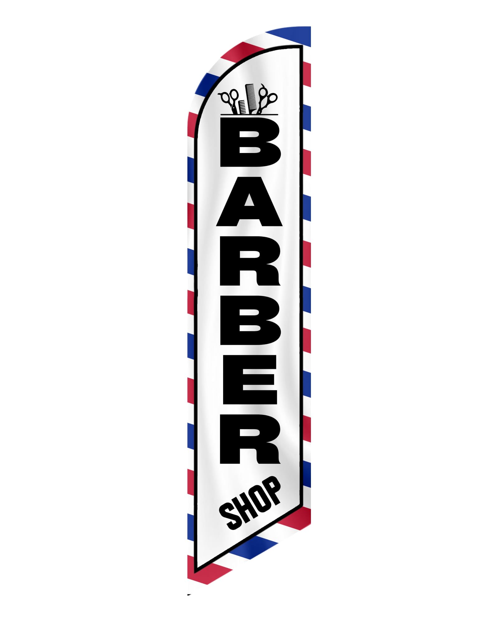Photo 1 of 12x2.5 Feet Tall Feather Flags "Barber Shop" - Advertising Replacement Feather Banner - Single Sided Feathers Banners Barber Themed - Advertising Flag with Polyester - Flagpole is Not Included