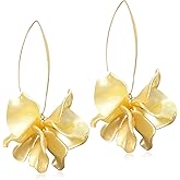 Handmade Bohemian Acrylic Large Flower Dangle Drop Earrings Unique Resin Tiered Petal Flower Line Earrings for Women