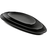 vicrays Large Oval Serving Platters, 16"/14"/10" Porcelain Serving Platters for Party, BBQ,Stackable Serving Trays Serving Plates for Appetizers, Sushi, Restaurant, Set of 3 (Black)`