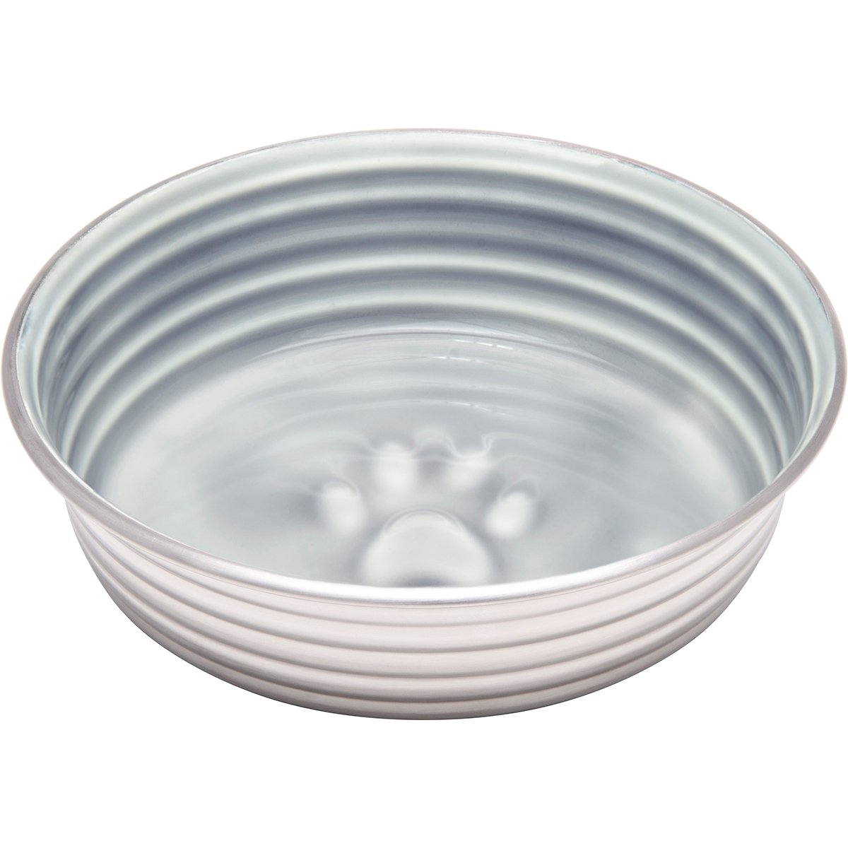 Loving Pets Le Bol Glazed Interior Stainless Steel Dog Bowl Non-Slip Dishwasher Safe Durable Pet Dish - Parisian Grey - Medium (850 ml)