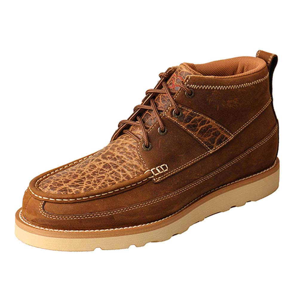 Twisted X Men's 4" Wedge Sole Boot, Round Toe with CellSole, Distressed Saddle & Cognac, 7.5 M Image