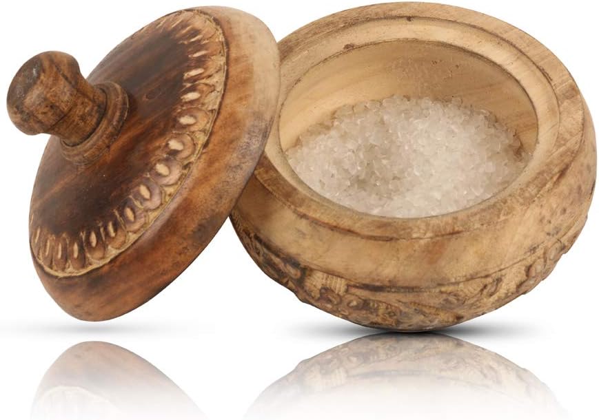 Azucarero decorativo de madera rústica con tapa de boca ancha, tarro de