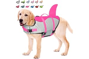 Doglay Dog Life Jacket Shark, Ripstop Dog Life Vests for Swimming Boating with High Buoyancy and Rescue Handle, Adjustable Dog Life Jacket Pet Flotation Vest for Small Medium Large Dogs.
