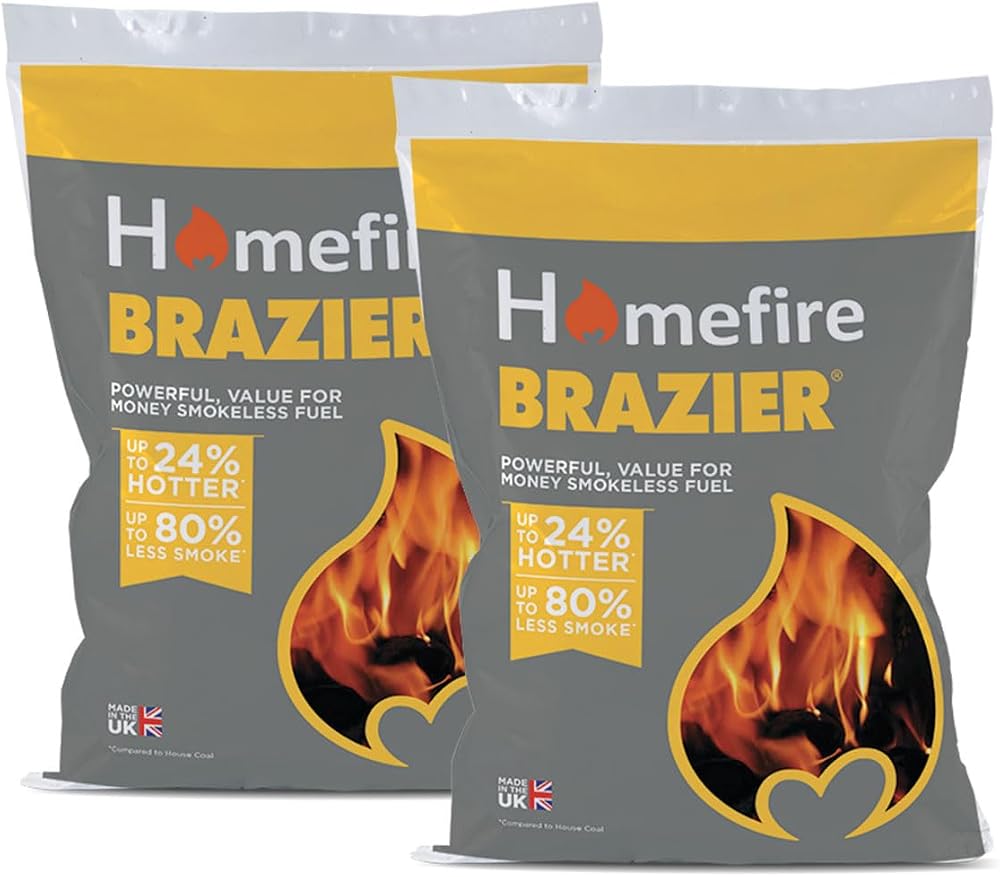 Homefire Brazier Smokeless Coal 20 kg Pack for Open Fires Multi-Fuel Stoves