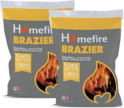 Homefire Brazier Smokeless Coal 20 kg Pack for Open Fires Multi-Fuel Stoves