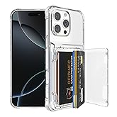 Wuwedo for iPhone 16 Pro Max Clear Wallet Case with RFID Blocking Card, Up to 5 Cards, Hybrid Protective Case with Card Holder, TPU + PC, Anti-Yellowing, 6.9" 2024