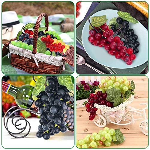 BigOtters 10 Bunches Artificial Grapes, Fake Grapes Simulation Decorative Lifelike Frosted Rubber Grapes Clusters for Wedding Wine Kitchen Centerpiece Decor Faux Fruit Props (5 Colors,2 Size)