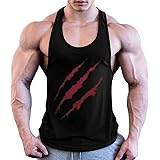 OULSENMen Fitness Tank Top Muscle Tees Scratch Pattern 3D Printed Sleeveless T-shirt Bodybuilding Gym Vest Tops
