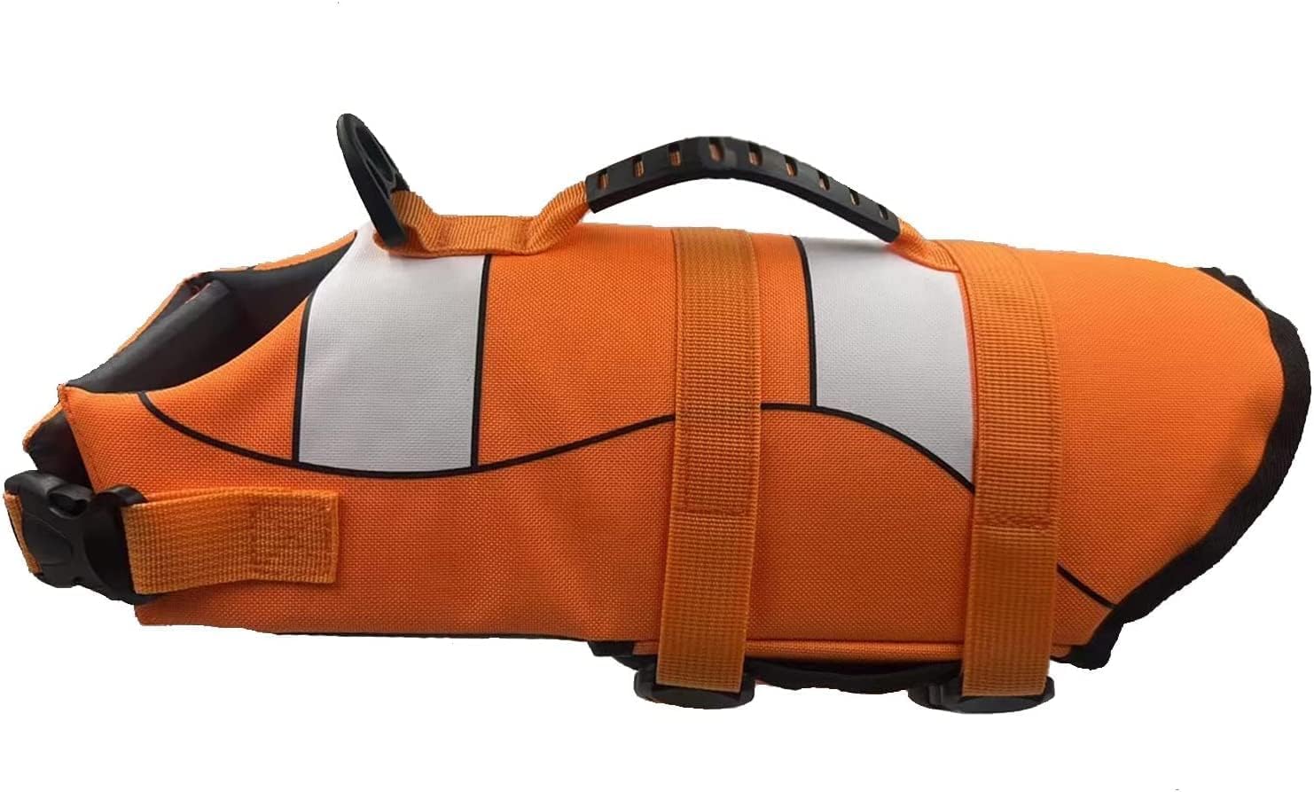 Dog Life Jacket with Reflective Stripes,Adjustable High with Strong Rescue Handle Dog Life Vest for Swimming and Boating (Orange, L (Chest Girth: 22.4"-30"))