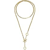 Olivia Burton Jewelry - Women's Signature Double Layer Honeycomb Link Toggle Necklace - Stainless Steel, Hypoallergenic - Stylish and Easy to Wear