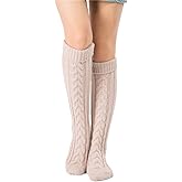 SherryDC Women's Cable Knit Long Boot Stocking Socks Knee High Winter Leg Warmers