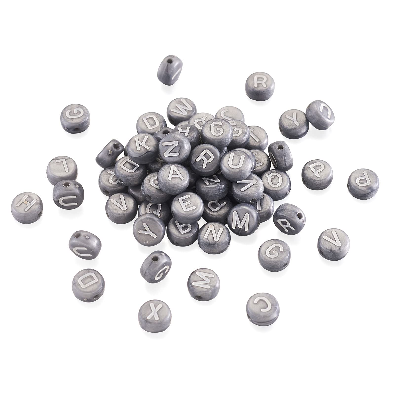 Cheriswelry 200pcs Acrylic Alphabet Beads 7mm Black White Flat Round Disc A-Z Letter Spacer Beads Charms for Jewellery Making