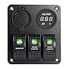 Proelectric-Green-LED-Light-2-Waterproof-MarineBoat-Car-Switch-Panel-3-Gang-USB-Charger-Voltage-Indicator-Power-Socket-5-pin-On-Off-Rocker-Switch