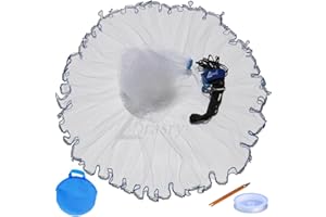 Drasry Saltwater American Fishing Cast Net 3/8inch Mesh Size for Bait Shrimp Trap Fish Heavy Duty Sinkers Throw Net 3FT/4FT/5FT/6FT/7FT/8FT/9FT/10FT Radius