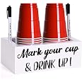 Drink Caddy With Marker Slot - Farmhouse Cup Holder For Parties, Weddings, & Home Decor | Disposable Drink Organizer In Vintage White 4 thumbnail image